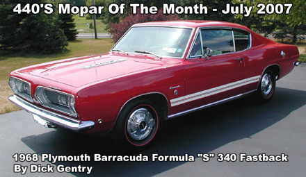 Mopar Of The Month:  1968 Plymouth Barracuda Formula "S" 340 Fastback by Dick Gentry