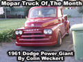 Mopar Truck Of The Month - 1961 Dodge Power Giant By Colin Weckert. Australian built Dodge, custom step-side bed and more.