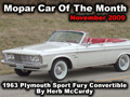 Mopar Car Of The Month - 1963 Plymouth Sport Fury Convertible By Herb McCurdy. Numbers matching survivor.