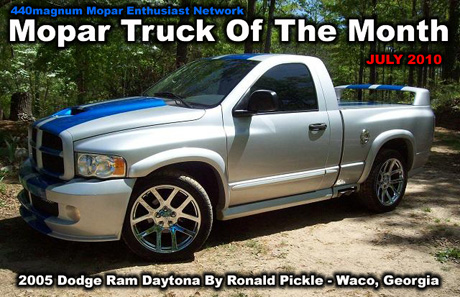 440's Mopar Truck Of The Month for July 2010: 2005 Dodge Ram Daytona RC SWB 2WD Silver.