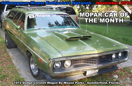 440'S Mopar Car Of The Month for November 2010: 1972 Dodge Coronet Wagon