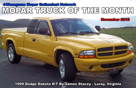 440'S Mopar Truck Of The Month for November 2010: 1999 Dodge Dakota R/T.