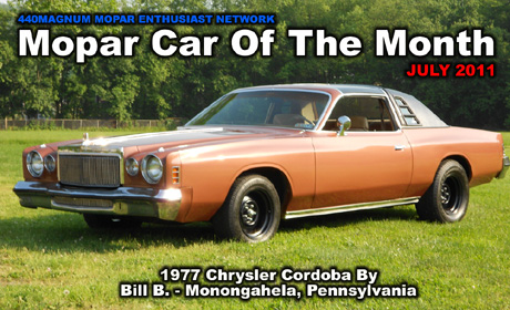 Mopar Car Of The Month For July 2011: 1977 Chrysler Cordoba.