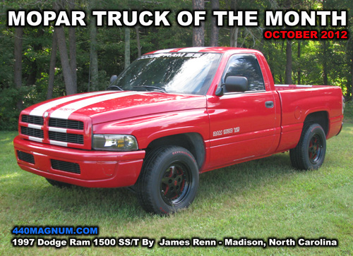 Mopar Truck Of The Month For October 2012: 1997 Dodge Ram 1500 SS/T By James Renn - Madison, North Carolina