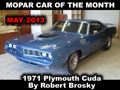 Mopar Car Of The Month - 1971 Plymouth Cuda By Robert Brosky