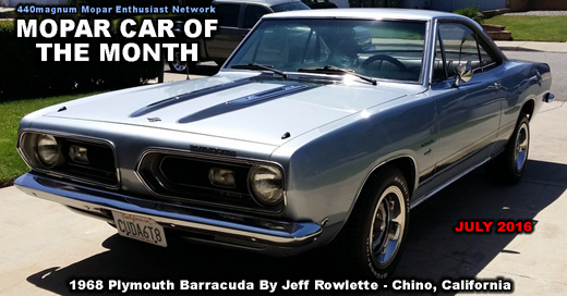 Mopar Car Of The Month July 2016 - 1968 Plymouth Barracuda