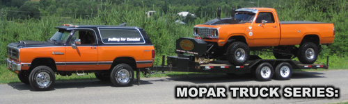 1990 Dodge RamCharger and Dodge Ram Pulling Truck, featured in Mopar Trucks 3.0